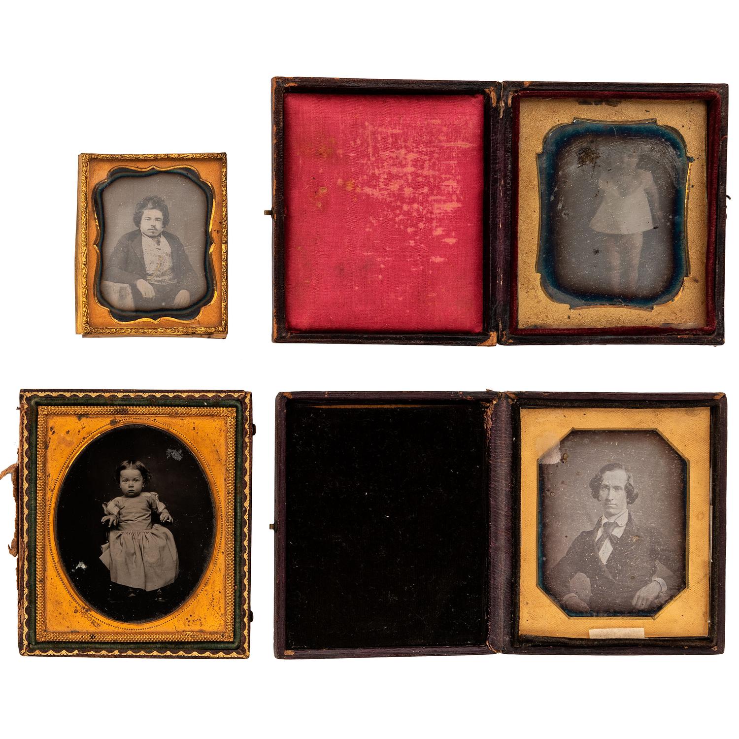 [EARLY PHOTOGRAPHY - PORTRAITURE]. Large collection of daguerreotype, ambrotype, and tintype portraits of men, women, and children, including: