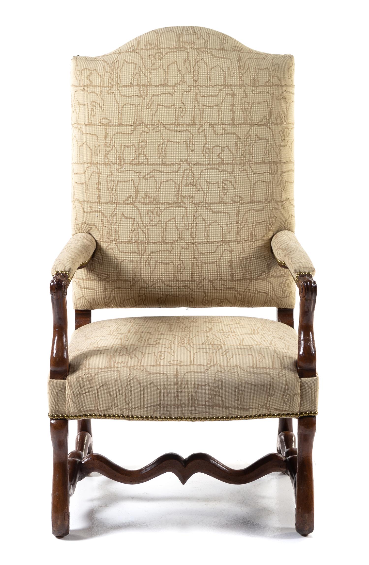 A Louis XIII Style Walnut Fauteuil Height 48 inches. — 18TH CENTURY