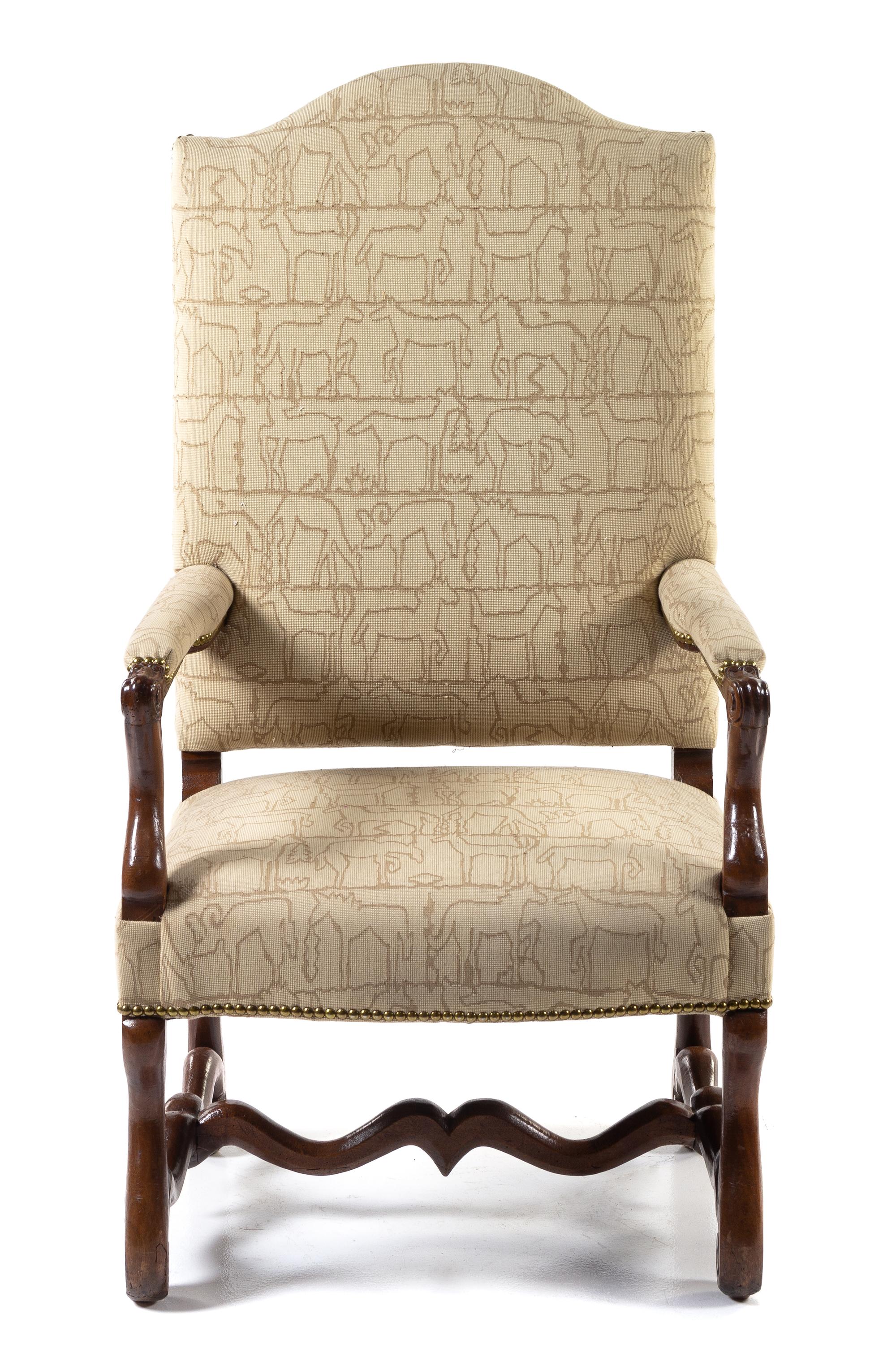 A Louis XIII Style Walnut Fauteuil Height 48 inches. — 18TH CENTURY
