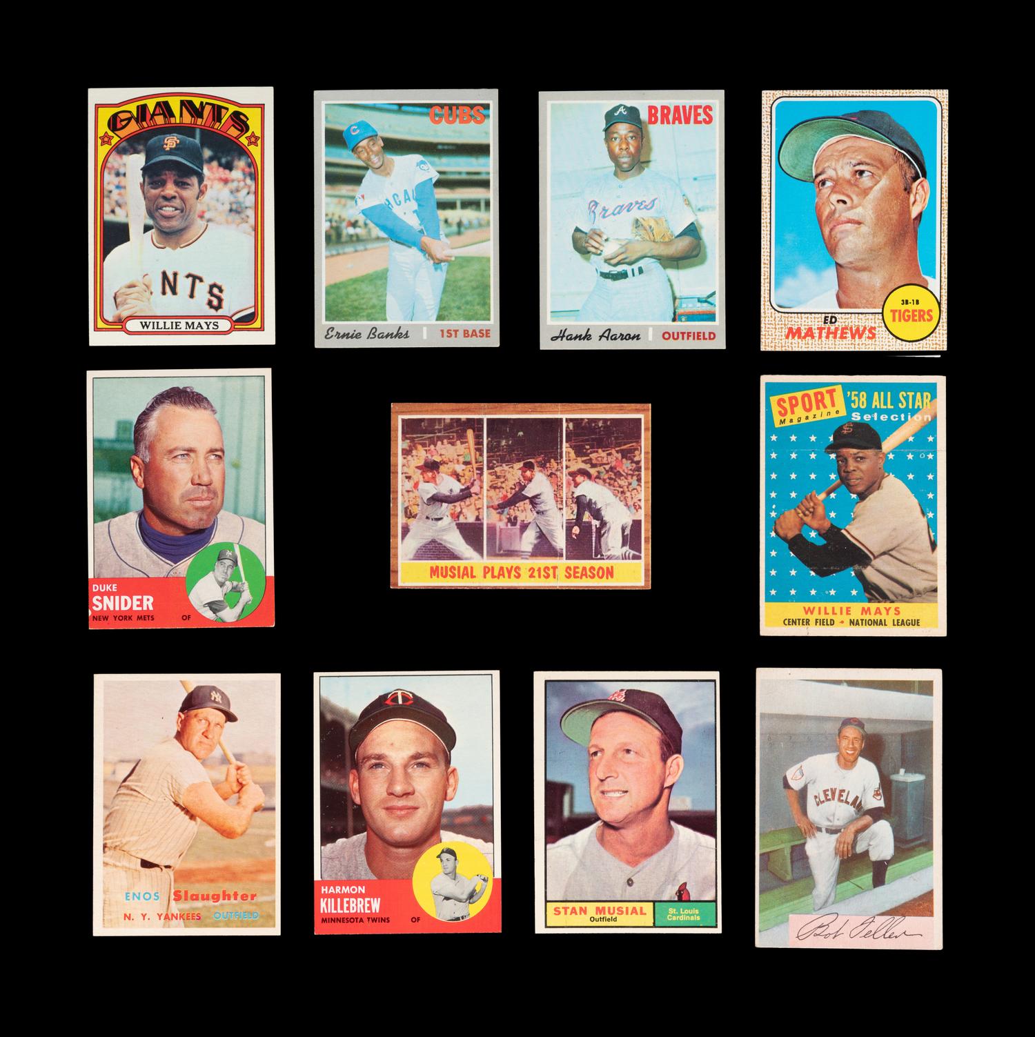 A Group of 11 1950s-1970s Hall of Fame Baseball Cards (Including Willie Mays),