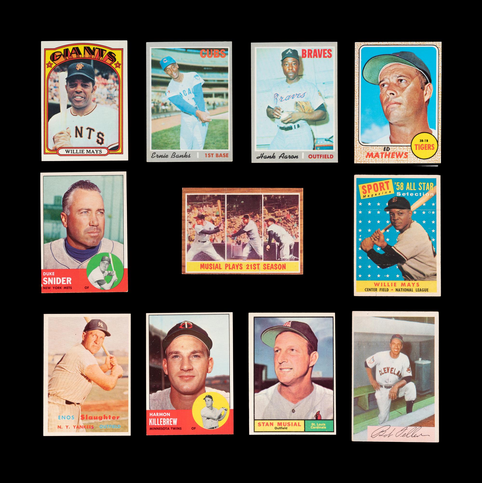 A Group of 11 1950s-1970s Hall of Fame Baseball Cards (Including Willie Mays),
