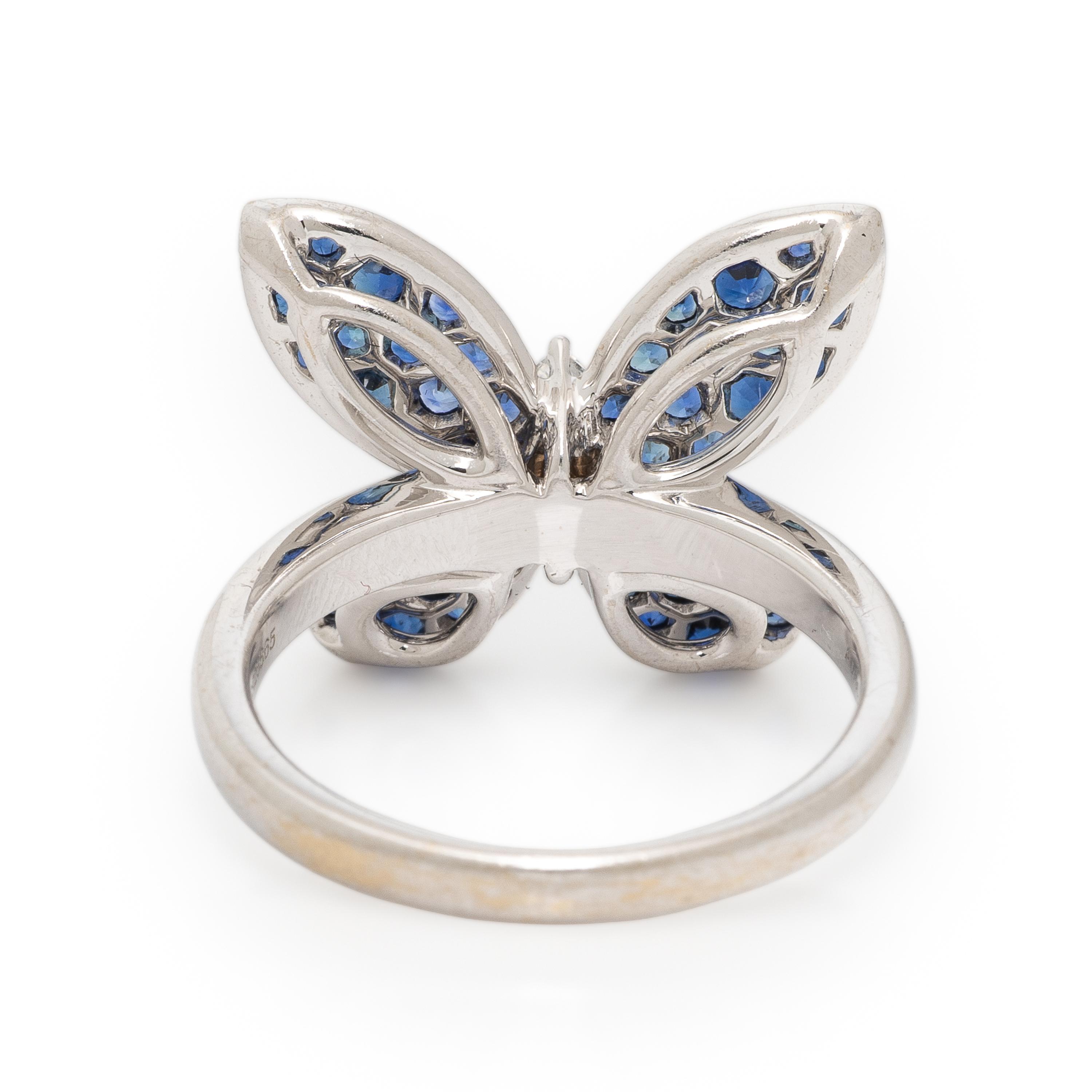 Graff, Diamond, Sapphire, and White Gold Butterfly Ring