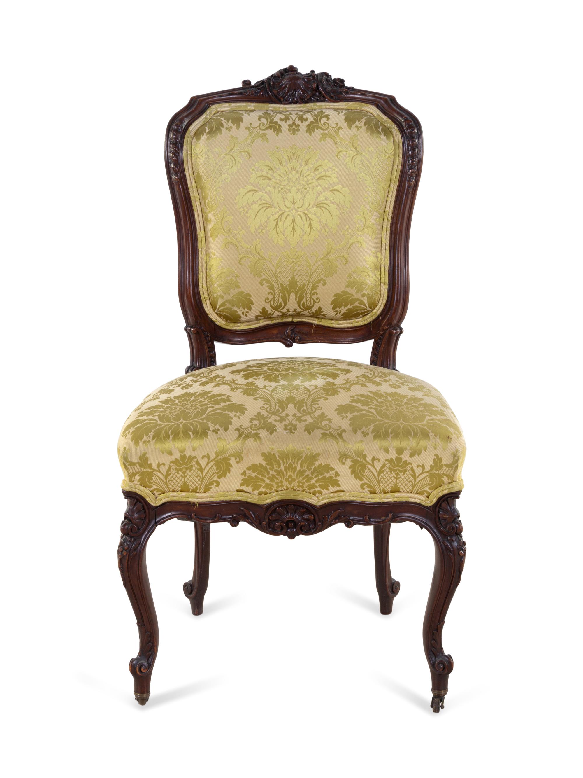 A Louis XV Carved Walnut Side Chair