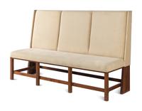 A Custom Upholstered Walnut Banquette