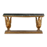 An Empire Style Giltwood and Verde Antico Marble-Top Console Table