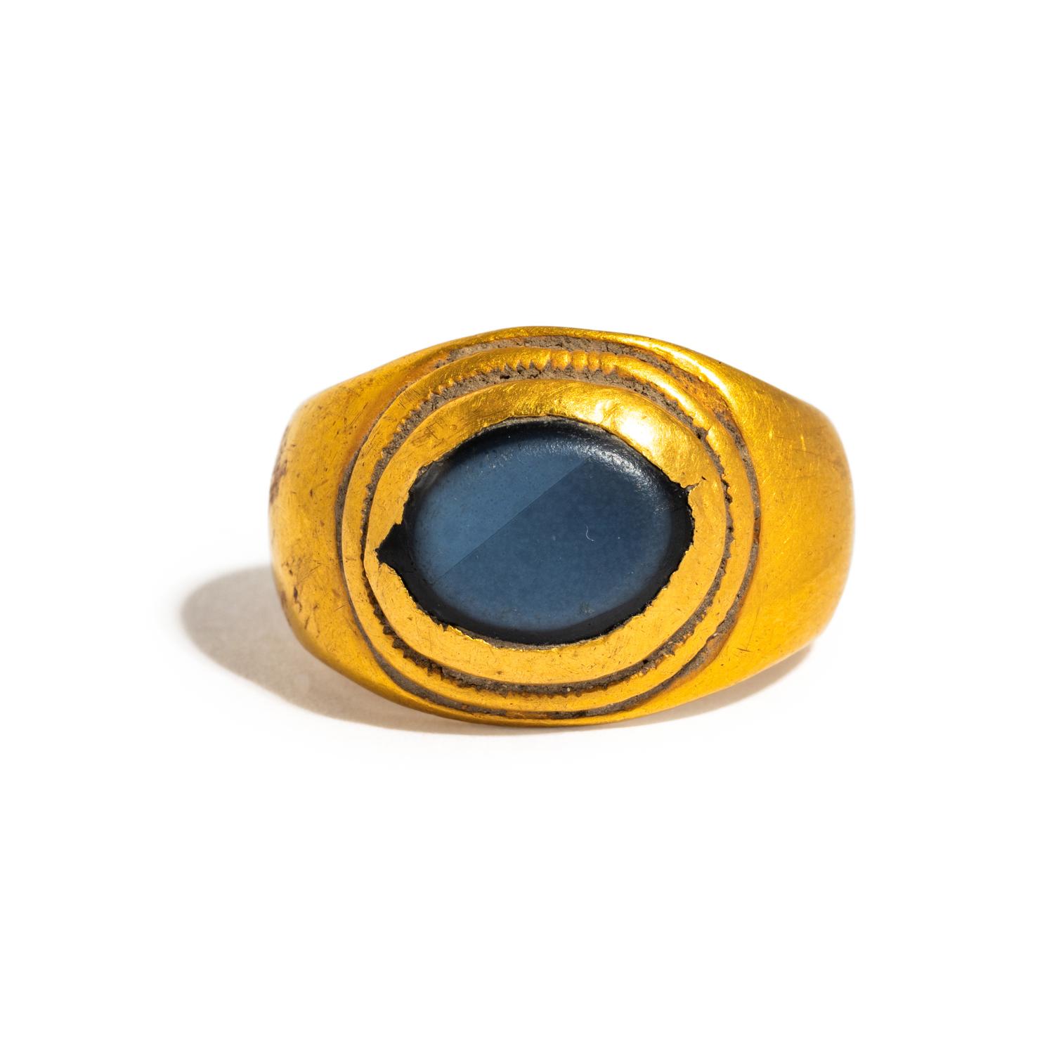 A Roman Gold and Nicolo Finger Ring
