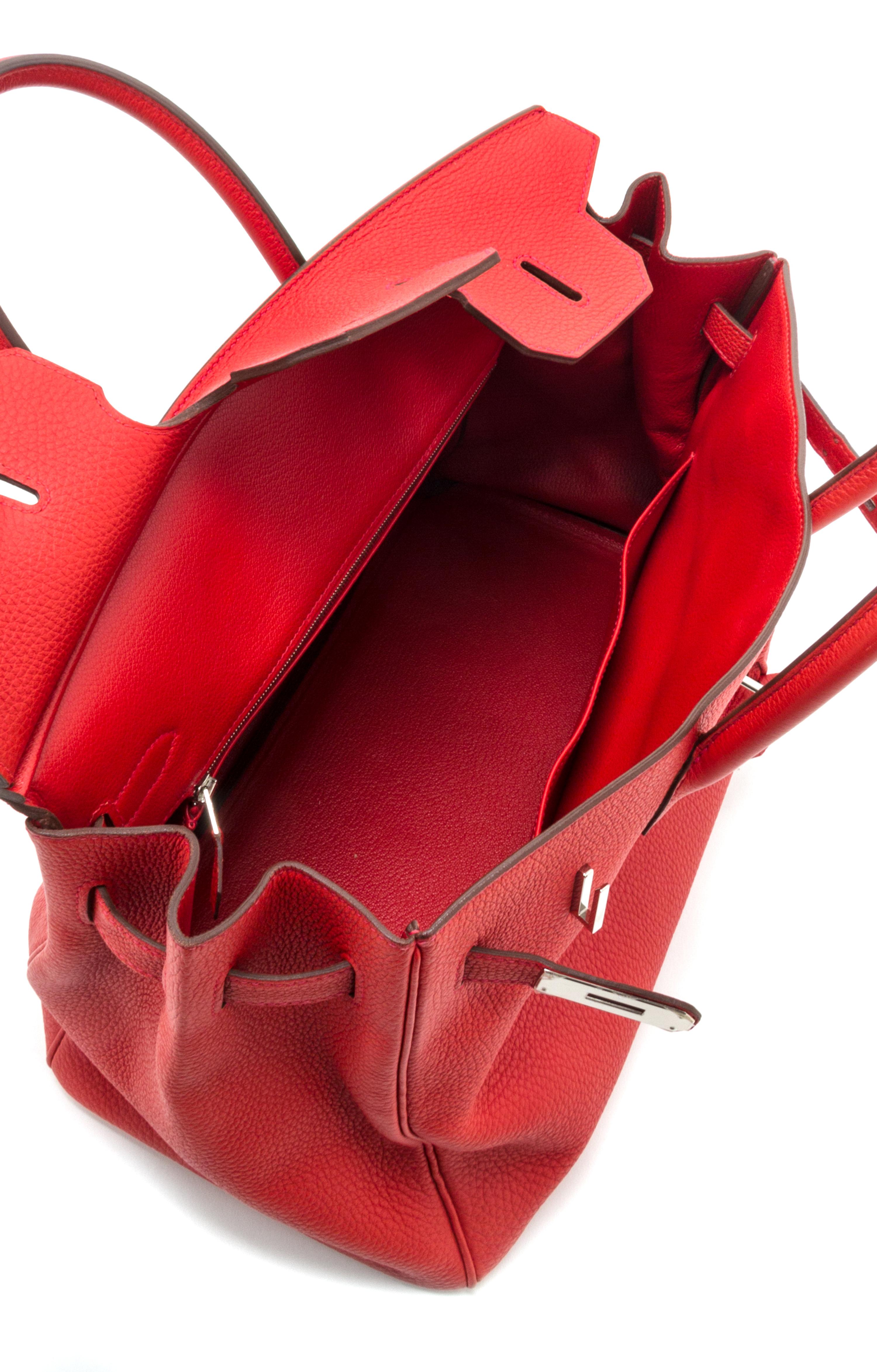 An Hermes Geranium Togo 35cm Birkin Handbag, 14" x 10" x 7".