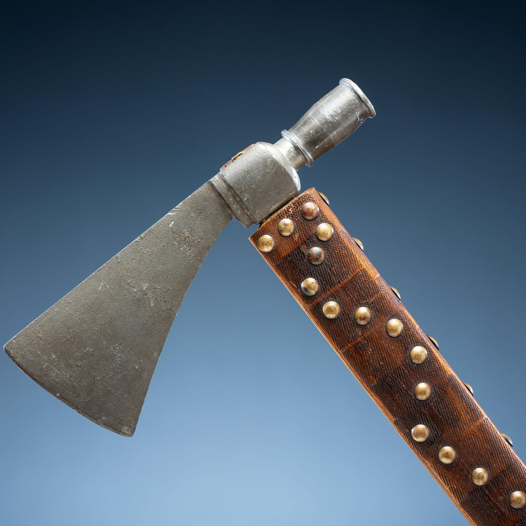 Plains Pipe Tomahawk, Decorated with Tacks and Beaded Drop
