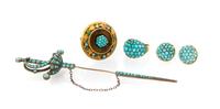 A Collection of Antique Turquoise Jewelry, 21.70 dwts.