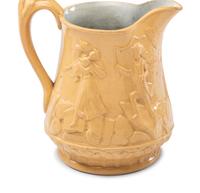 Five Graduated Abolitionist Yellowware Pitchers with Molded Scenes from Uncle Tom's Cabin