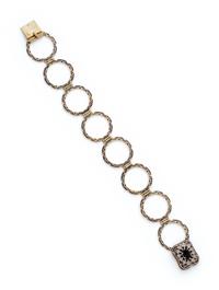 CONVERTIBLE YELLOW GOLD, DIAMOND AND ENAMEL RING/ BRACELET