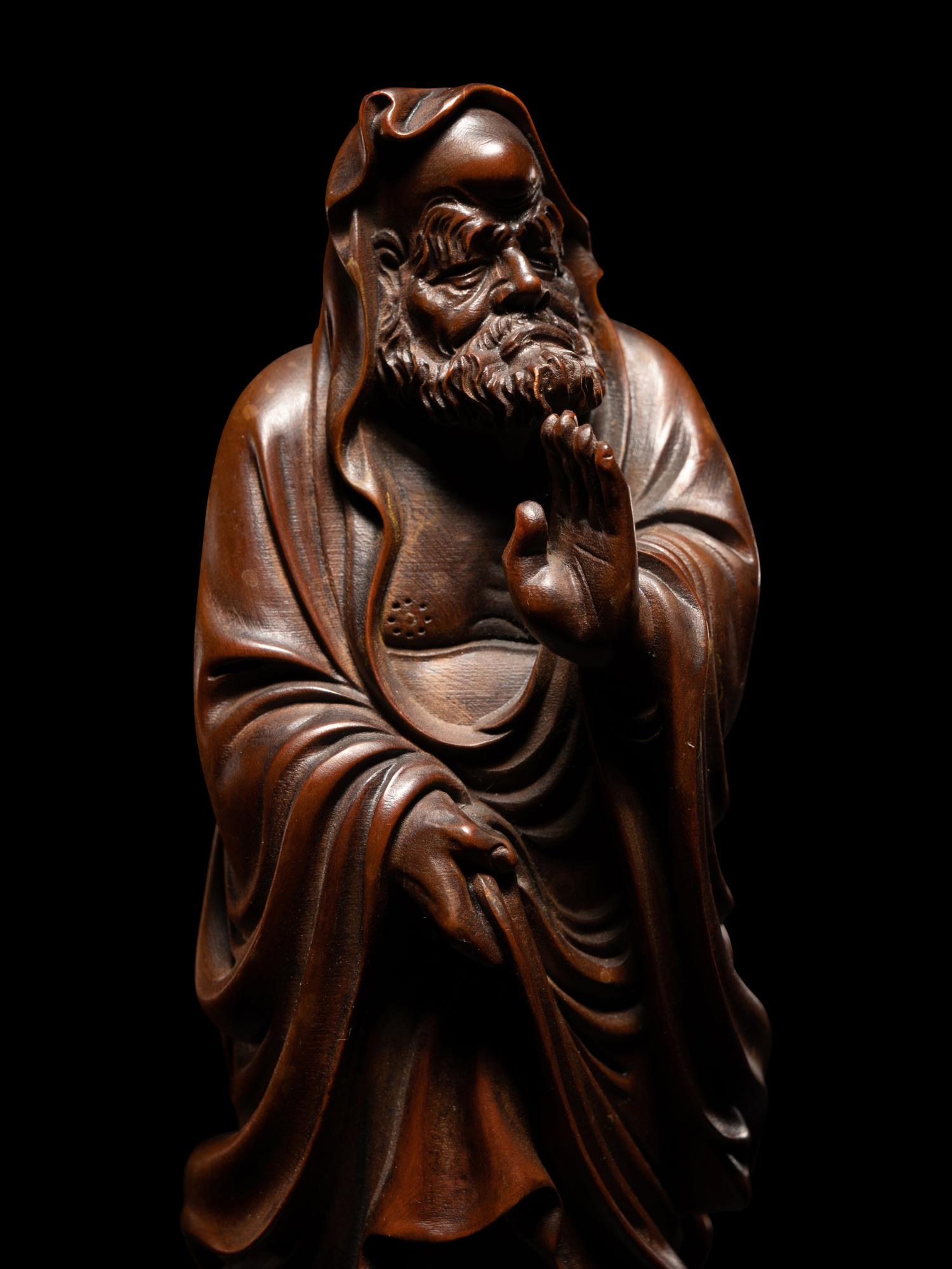 A Chinese Boxwood Figure of Damo
