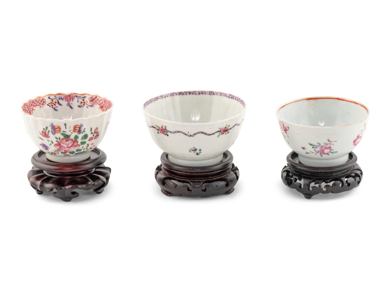Three Chinese Export Porcelain Cups
