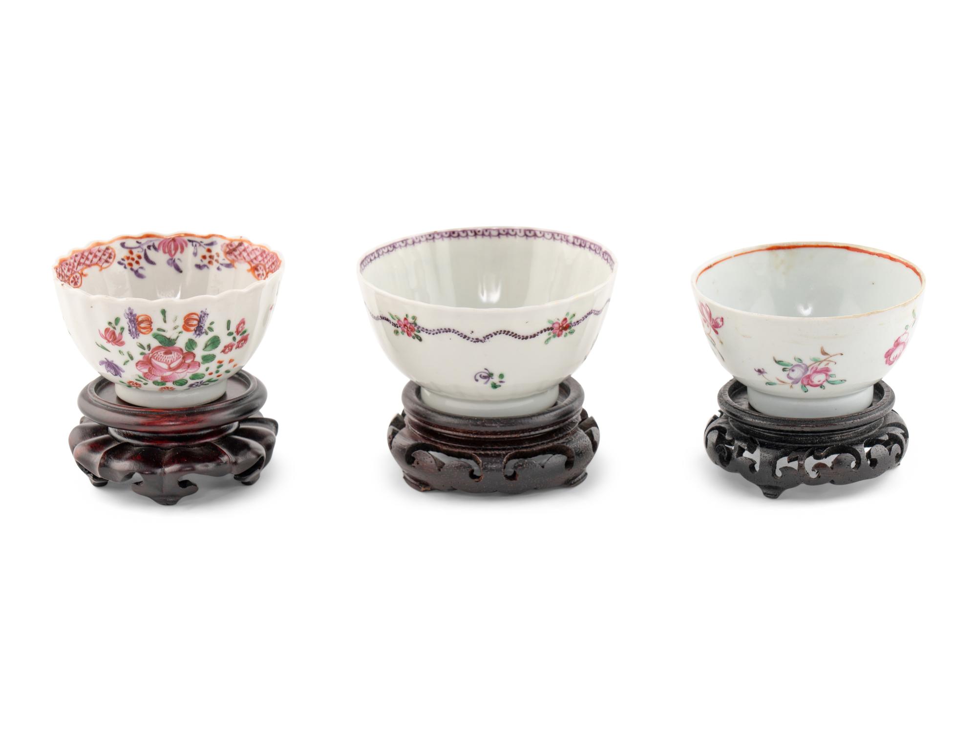 Three Chinese Export Porcelain Cups