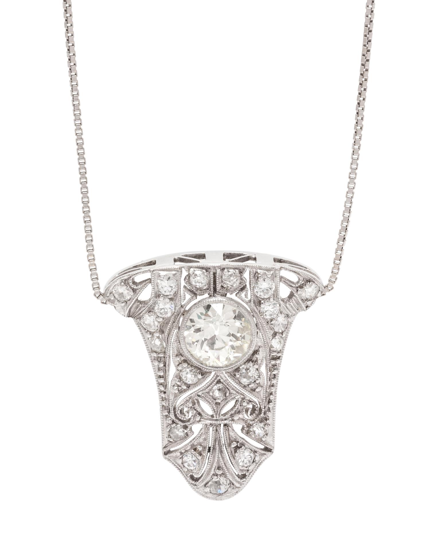 A Platinum and Diamond Pendant/Necklace, 5.60 dwts.