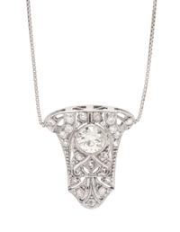 A Platinum and Diamond Pendant/Necklace, 5.60 dwts.