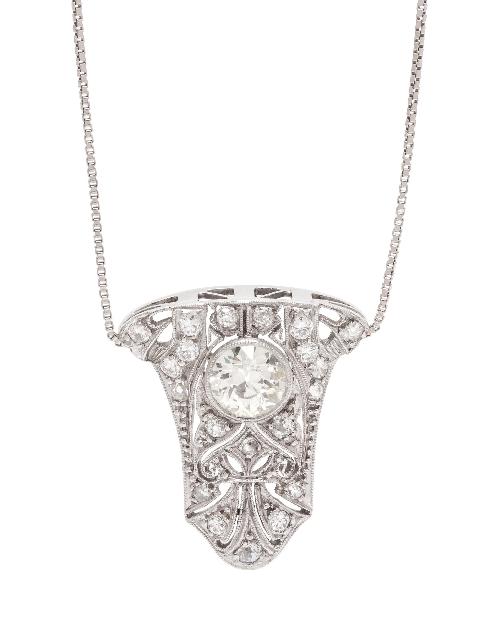 A Platinum and Diamond Pendant/Necklace, 5.60 dwts.