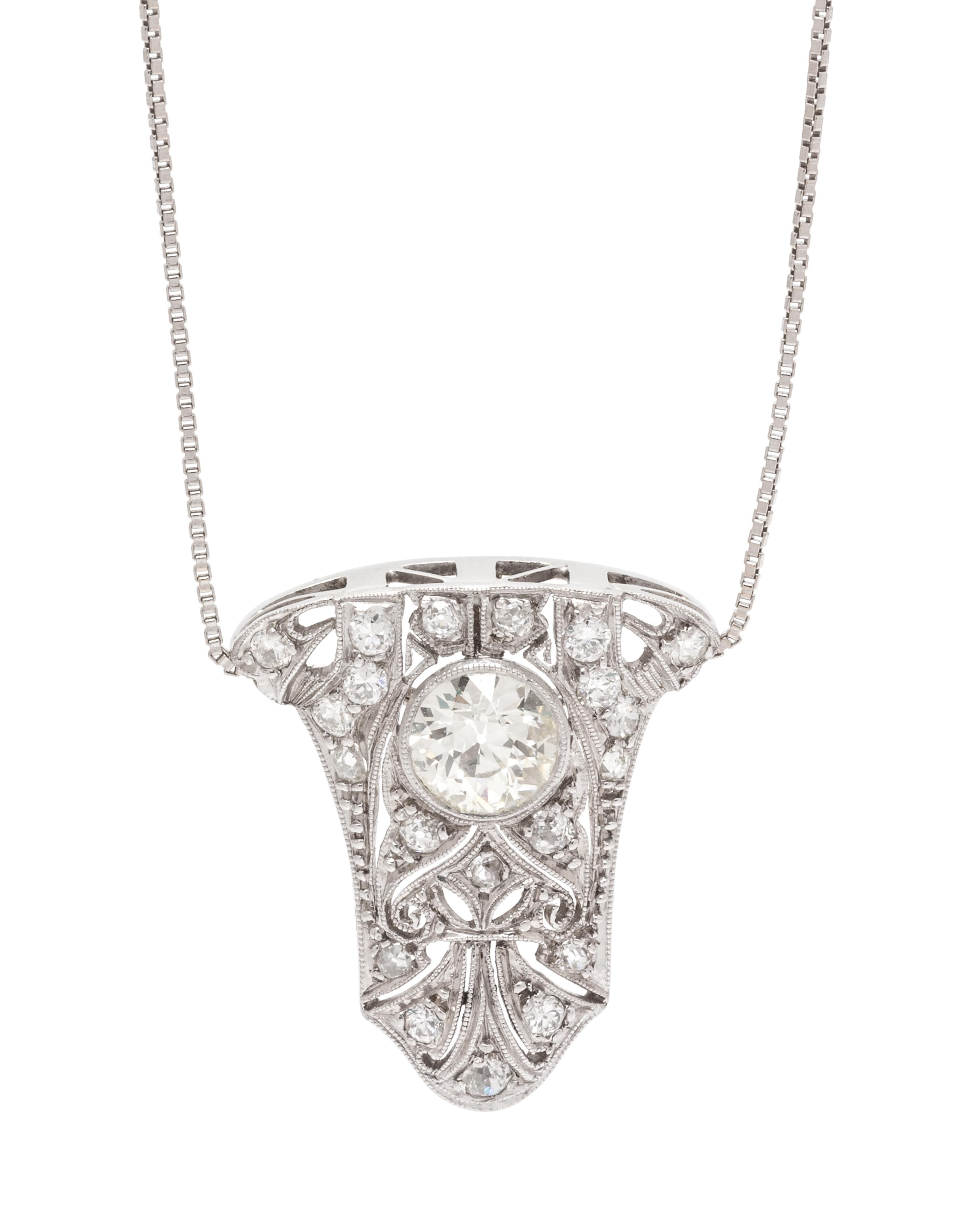 A Platinum and Diamond Pendant/Necklace, 5.60 dwts.