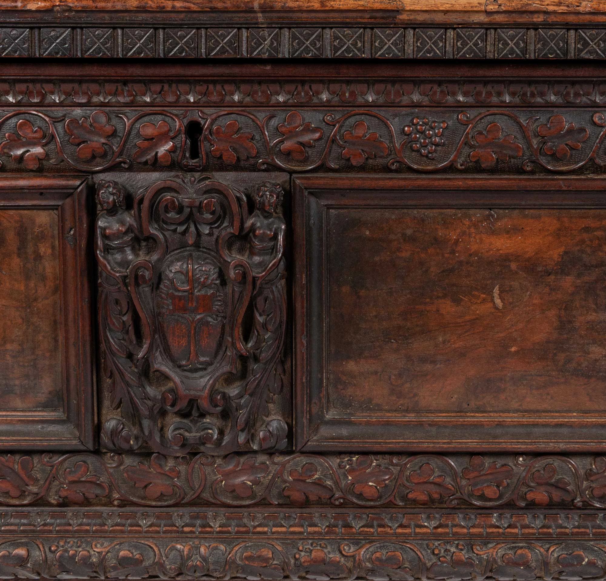 An Italian Carved Walnut Cassone