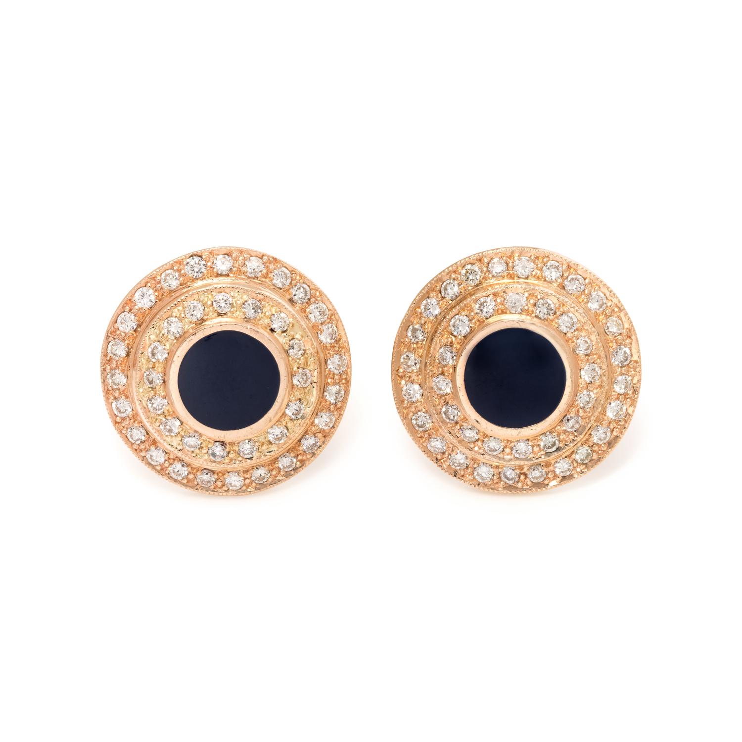 DIAMOND AND ENAMEL CUFFLINKS