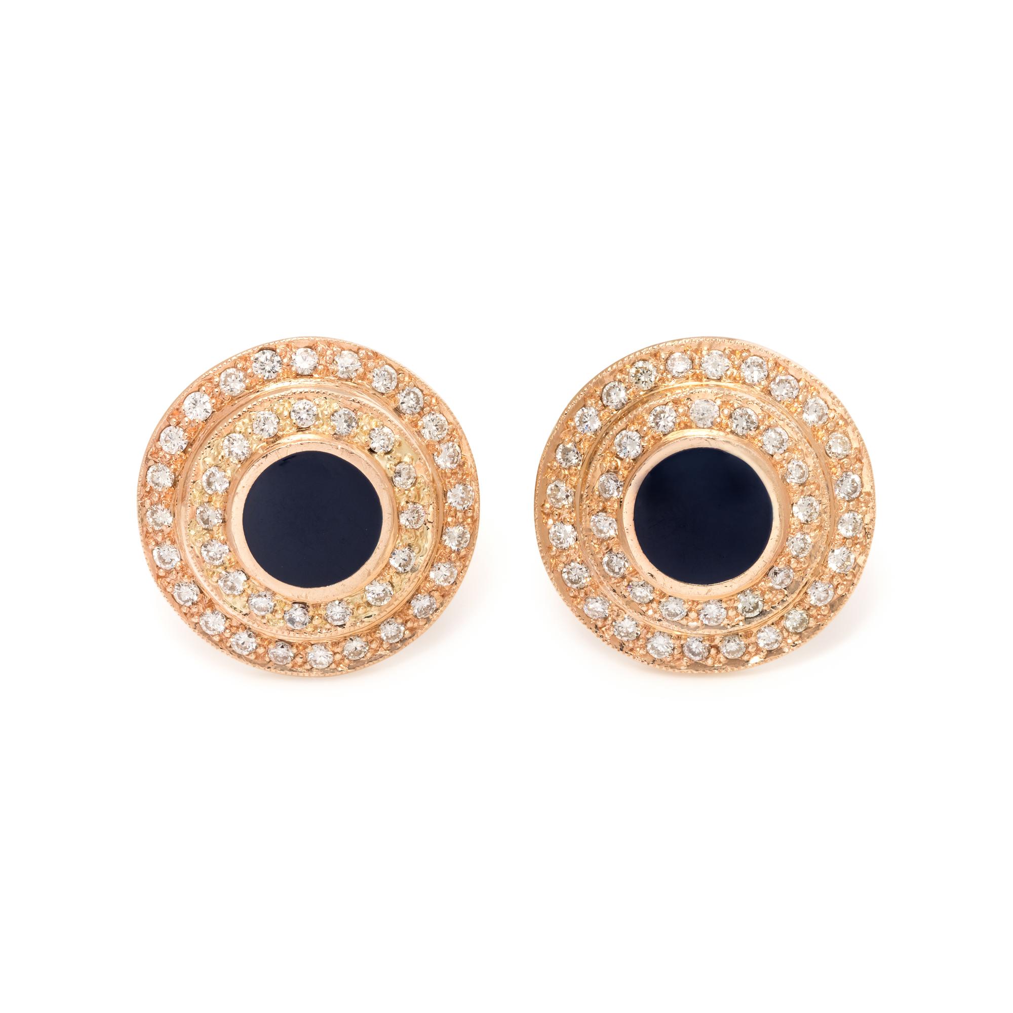 DIAMOND AND ENAMEL CUFFLINKS