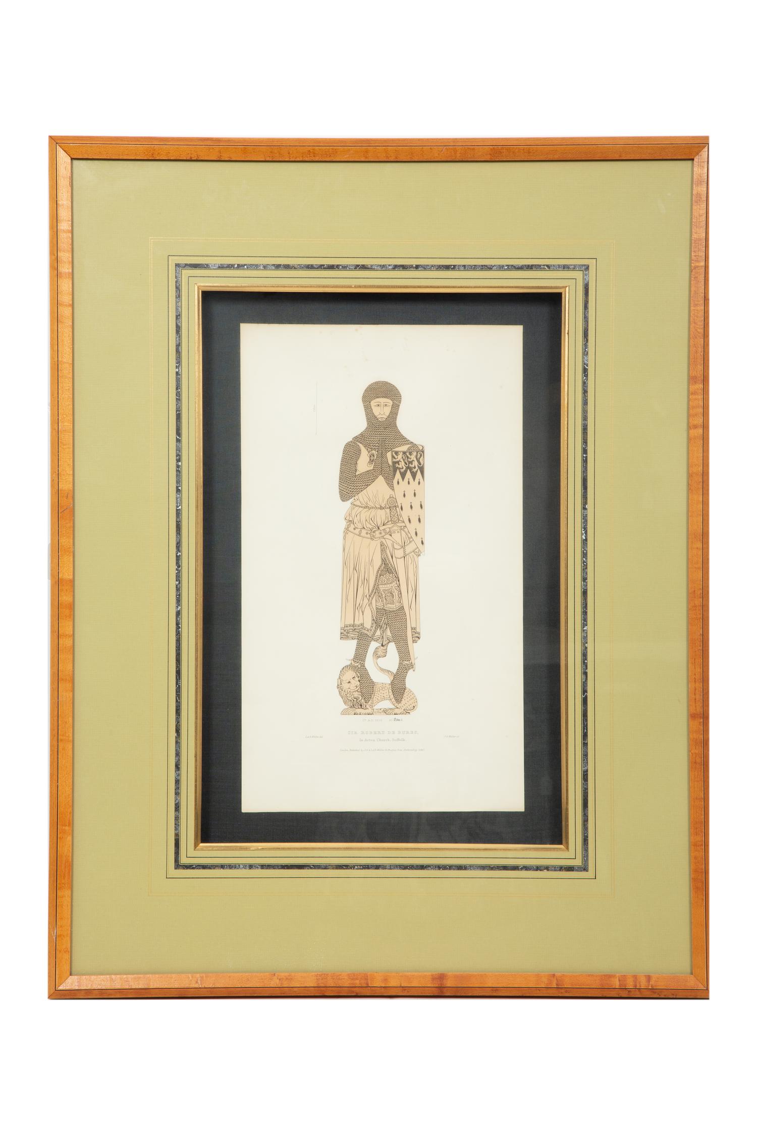 A Group of Four Framed Color Prints of Medievel Knights Taken from Brass Rubbings