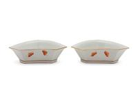 A Pair of Famille Rose Porcelain Shaped Bowls