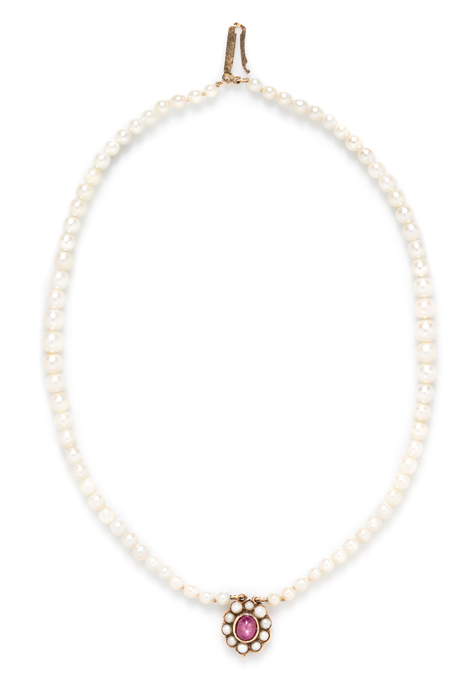 A Cultured Pearl and Star Ruby Demi Parure,