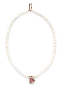 A Cultured Pearl and Star Ruby Demi Parure,
