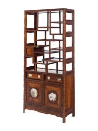 A Chinese Marble Inset Huanghuali Display Cabinet, Duobaoge