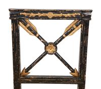 A Pair of Italian Ebonized and Parcel Gilt Side Chairs with Scalamandré Upholstered Seats