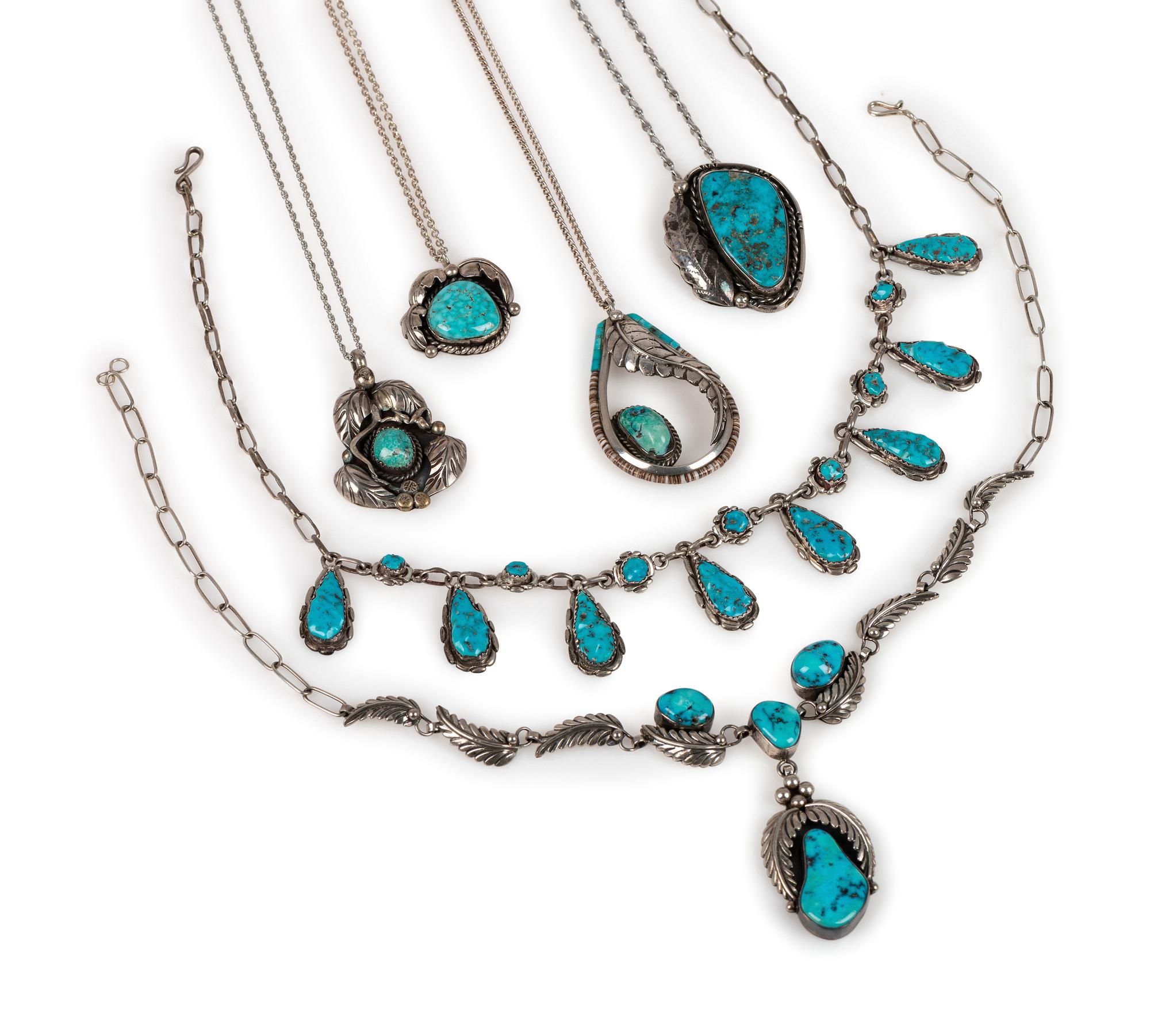 Navajo and Zuni Silver and Turquoise Pendants AND Necklaces