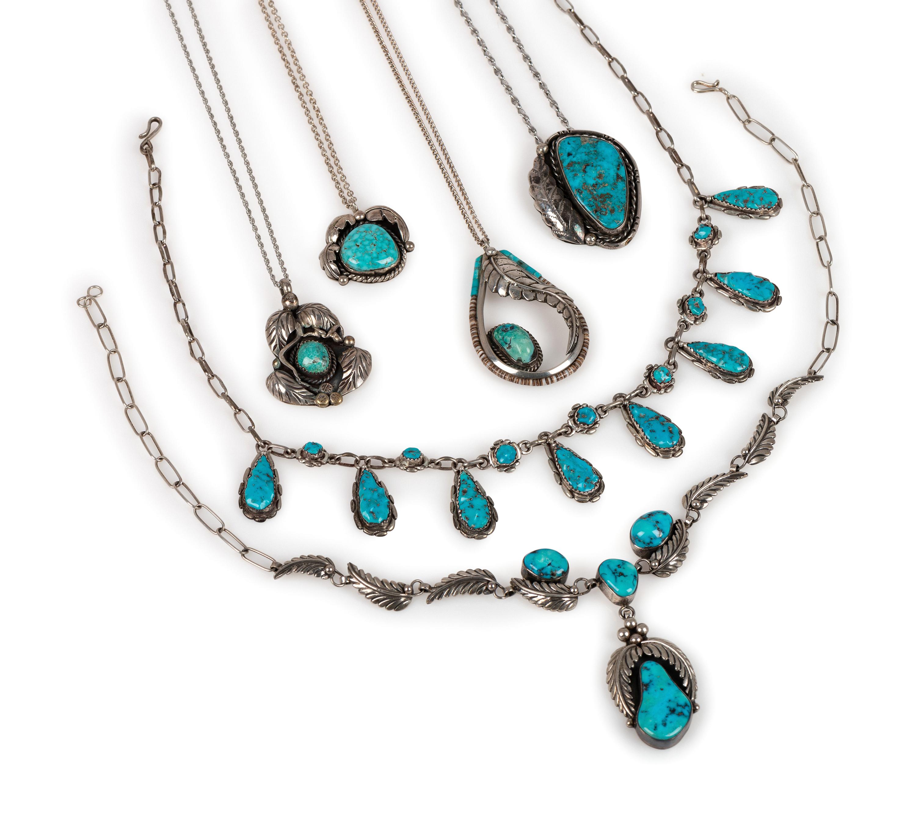 Navajo and Zuni Silver and Turquoise Pendants AND Necklaces