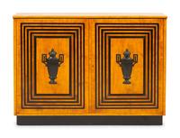 A Neoclassical Style Fruitwood and Parcel Ebonized Console Cabinet