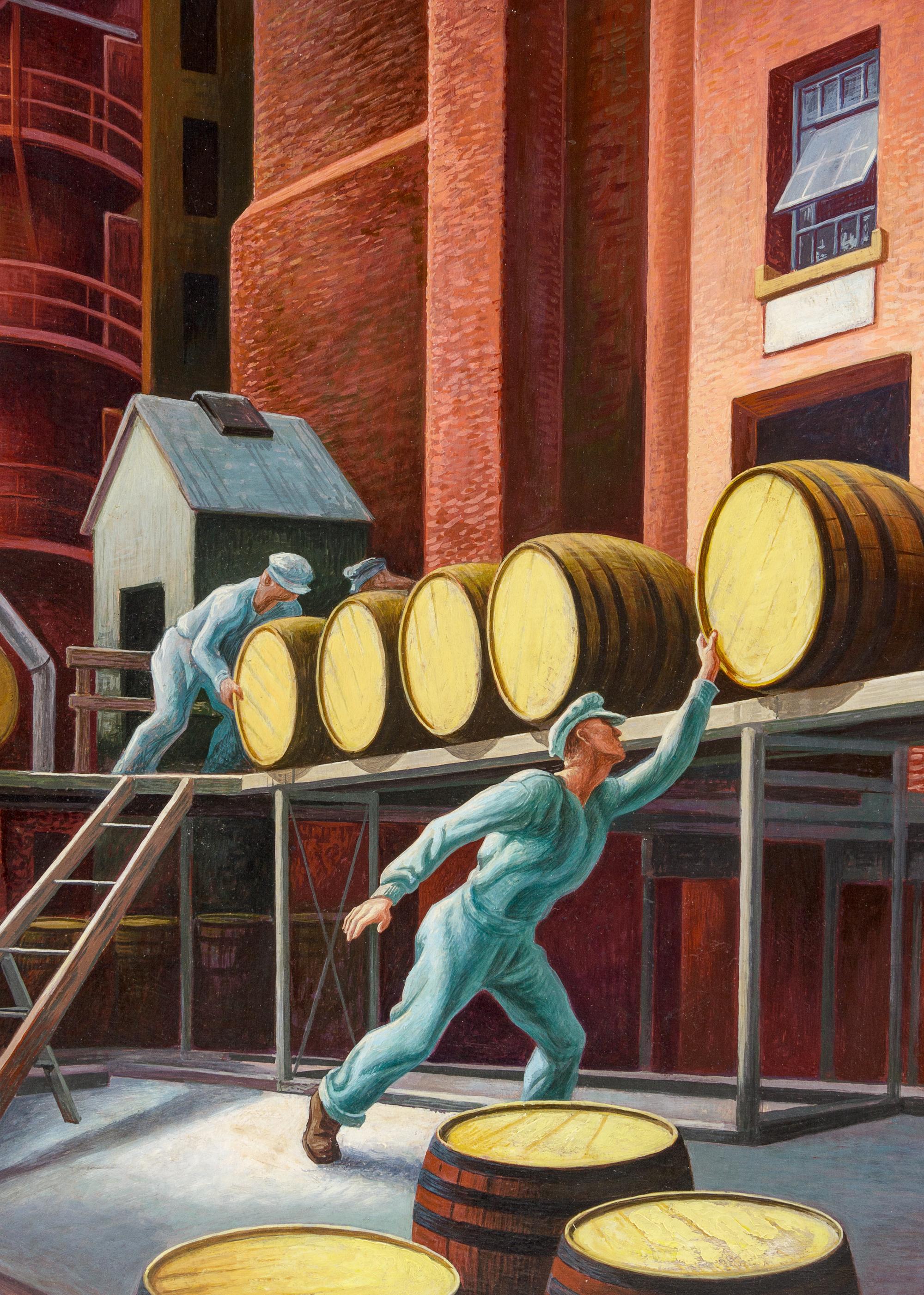 Whiskey Going into the Rackhouse to Age or Whiskey Barrels