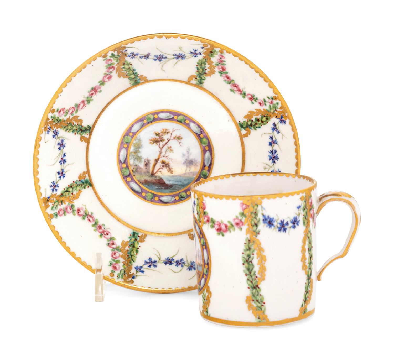 A Sèvres Porcelain Cup and Saucer ( Gobelet 'Litron' et sa Soucoupe, 3ème Grandeur )