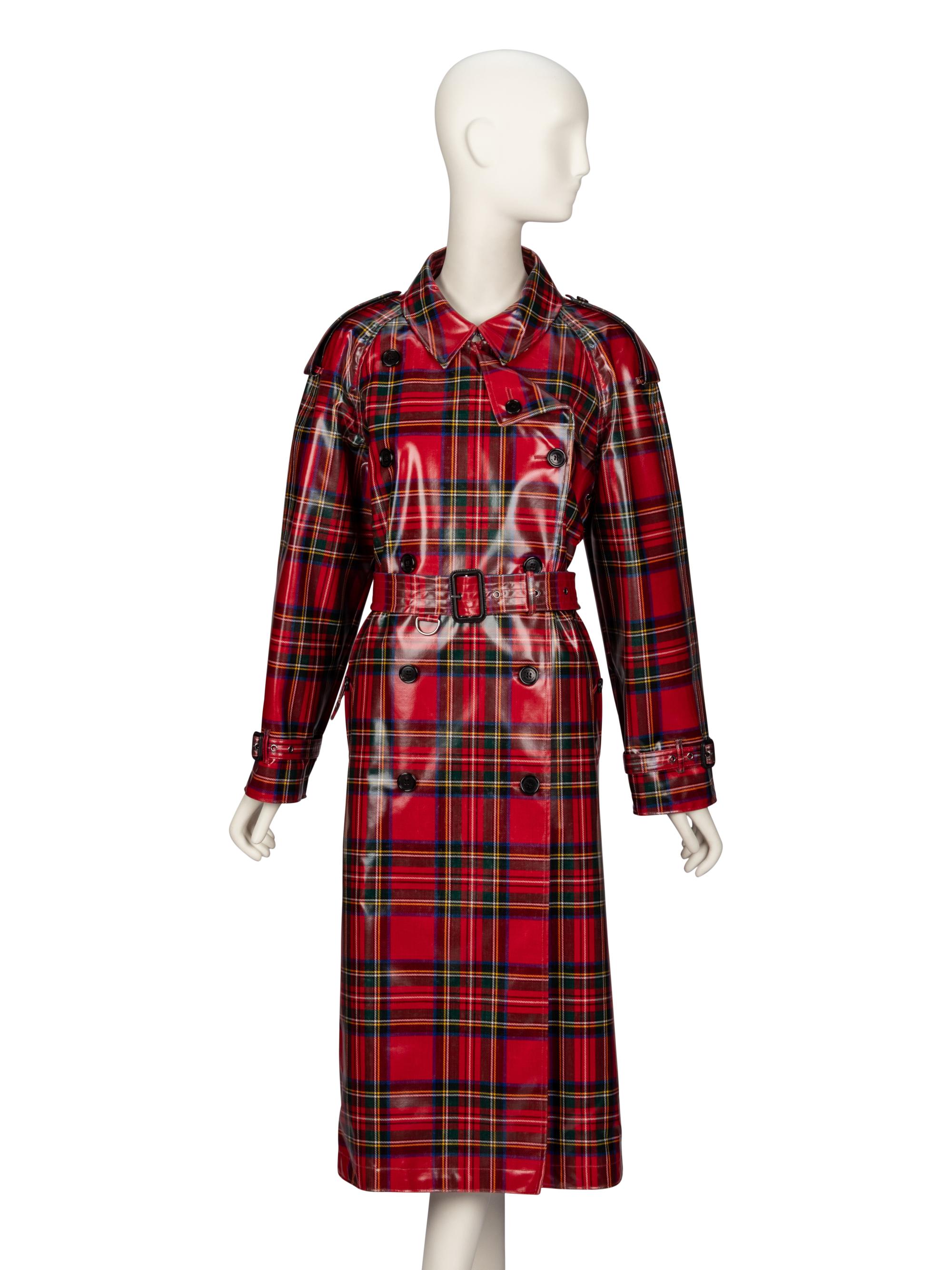 Burberry, Laminated Plaid Trench Coat