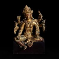 A Nepalese gilt copper alloy figure of Vasudhara 尼泊尔持世菩萨鎏金铜造像 12th century or later ???????