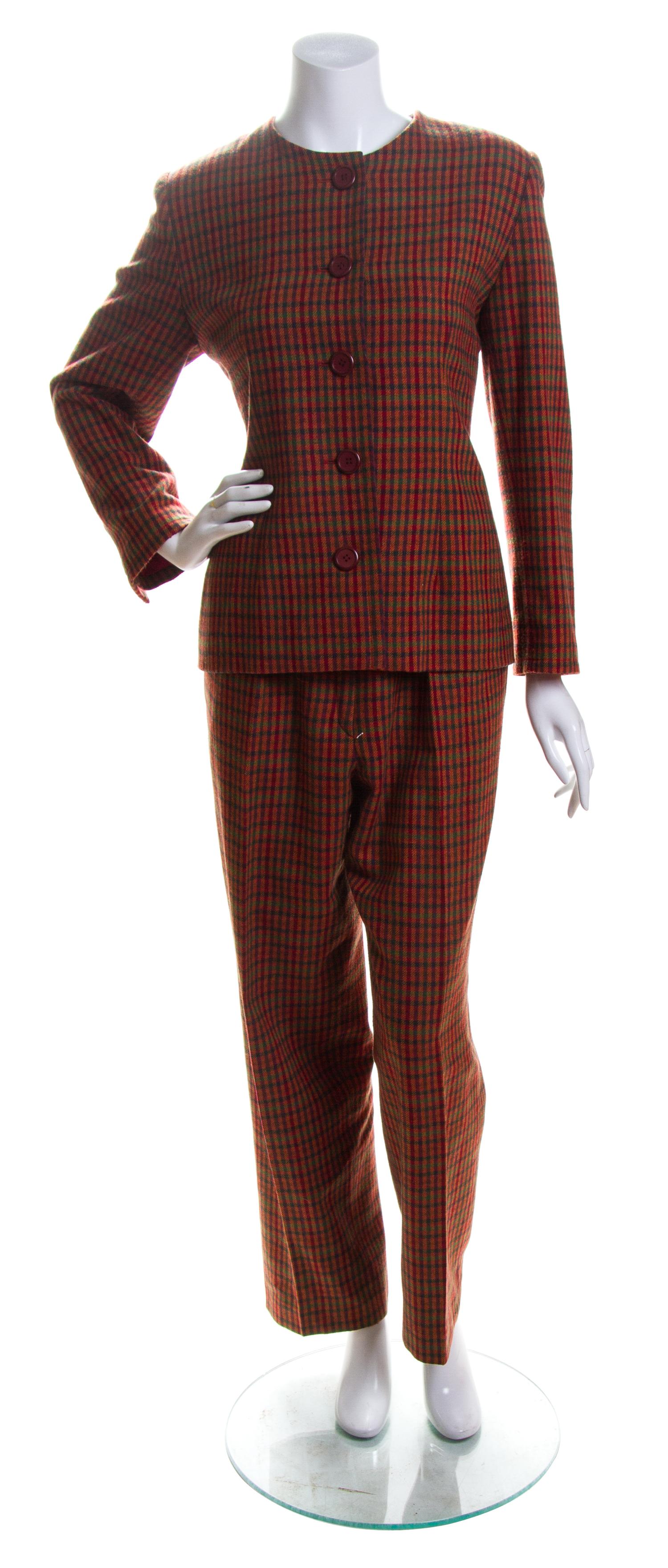 A Givenchy Multicolor Wool Plaid Pant Suit, Size 40.