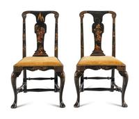 A Pair of Queen Anne Japanned Side Chairs