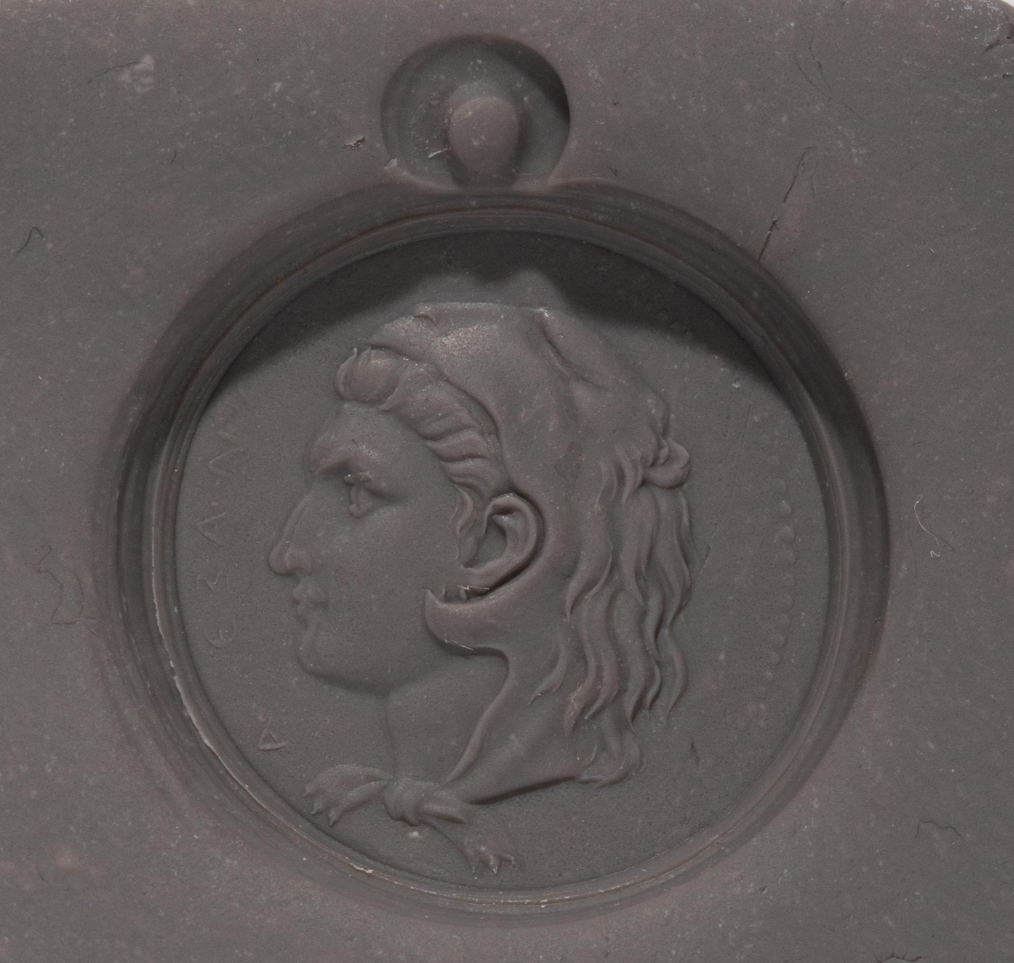 A Neoclassical Gold and Carnelian Pendant with a Portrait Head of Alexander the Great as Hercules
