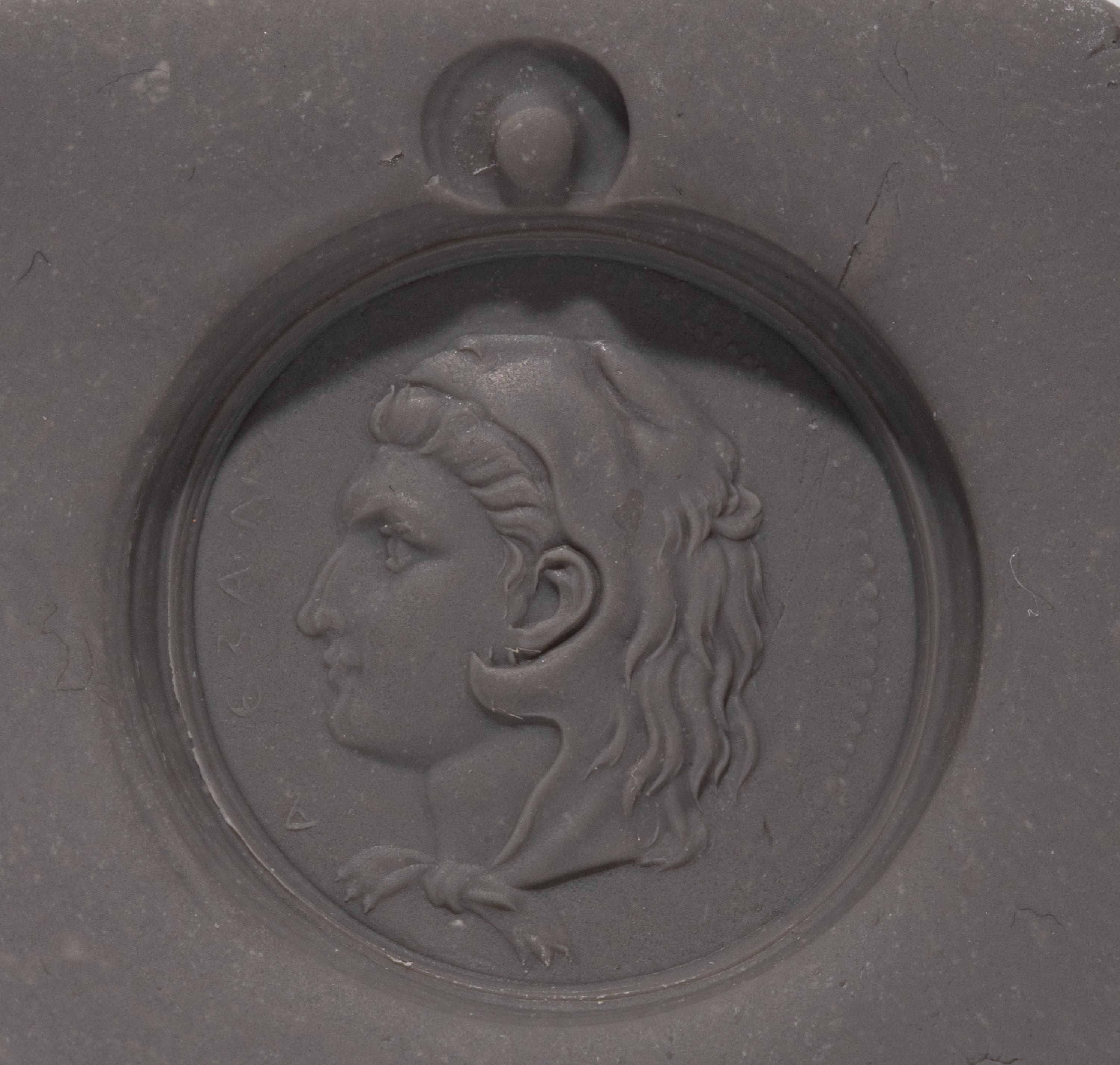 A Neoclassical Gold and Carnelian Pendant with a Portrait Head of Alexander the Great as Hercules