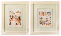 A Pair of French Chromolithographs Plate: 6 3/4 x 5 7/8 inches.