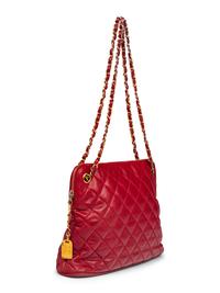 Chanel Shoulder Bag in Quilted Red Lambskin