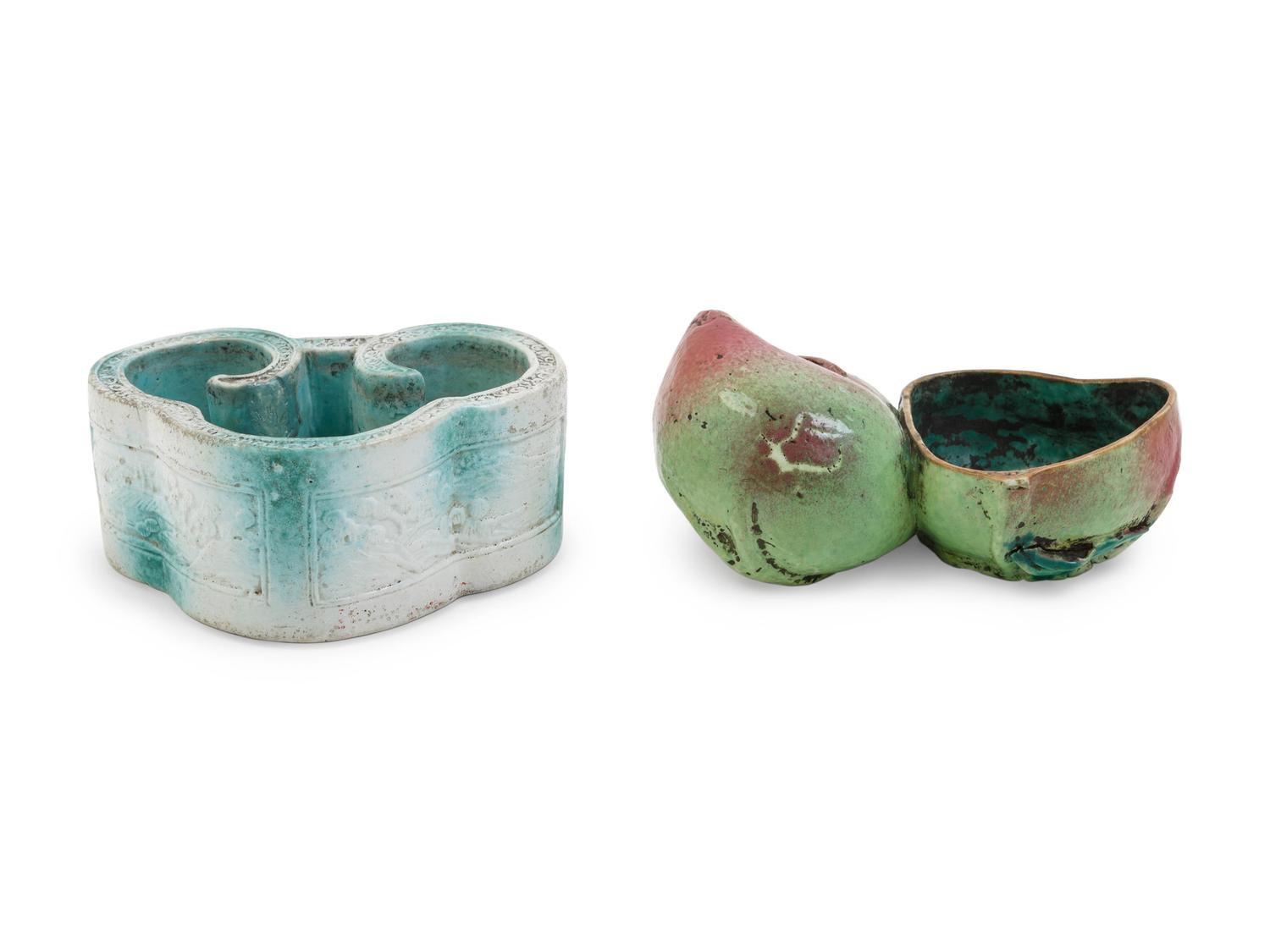 Two Chinese Famille Rose Porcelain Scholar's Objects