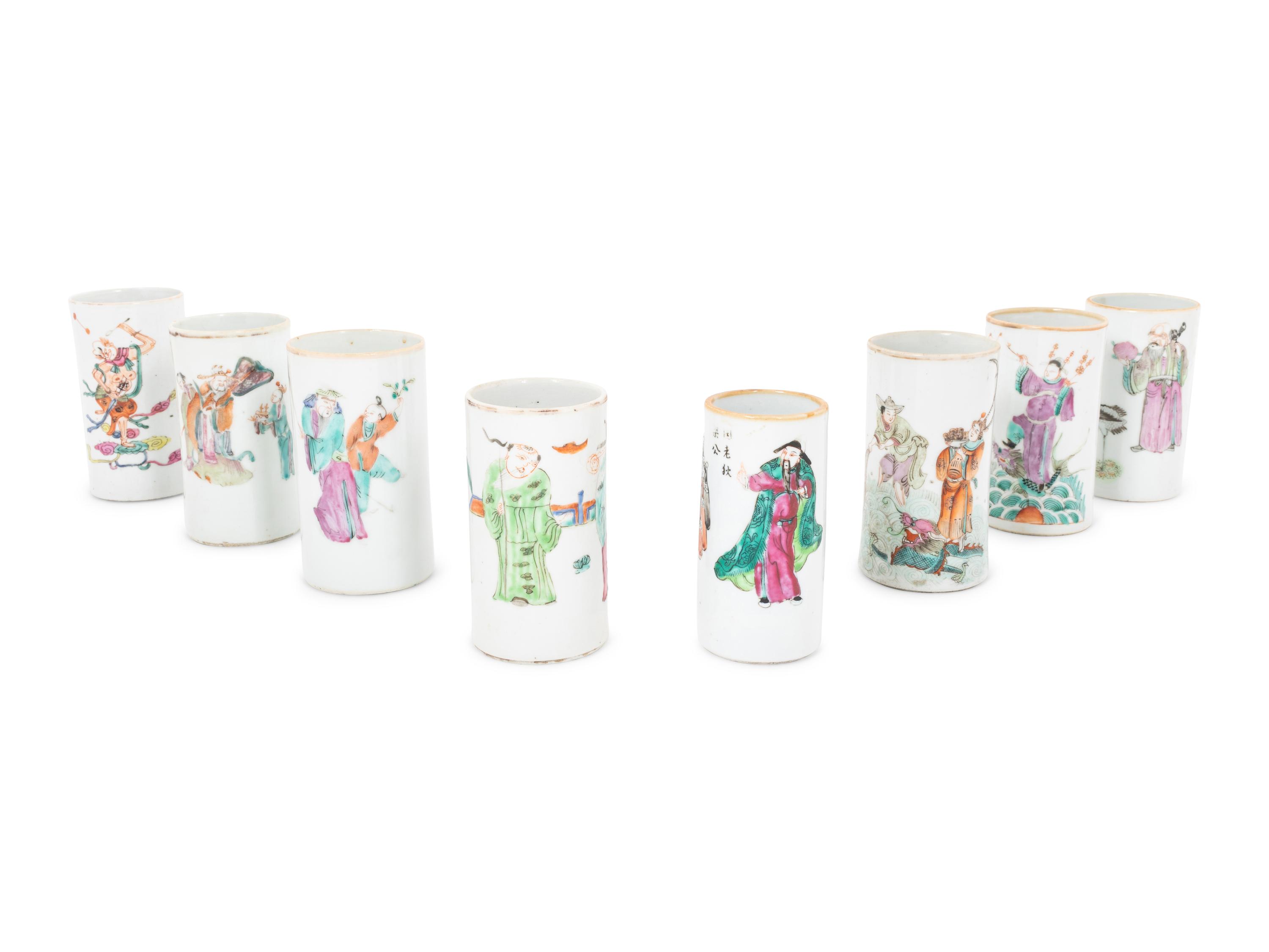 A Group of Eight Chinese Export Porcelain Cylindrical Cups