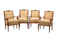 A Set of Four Louis XVI Beechwood Fauteuils
