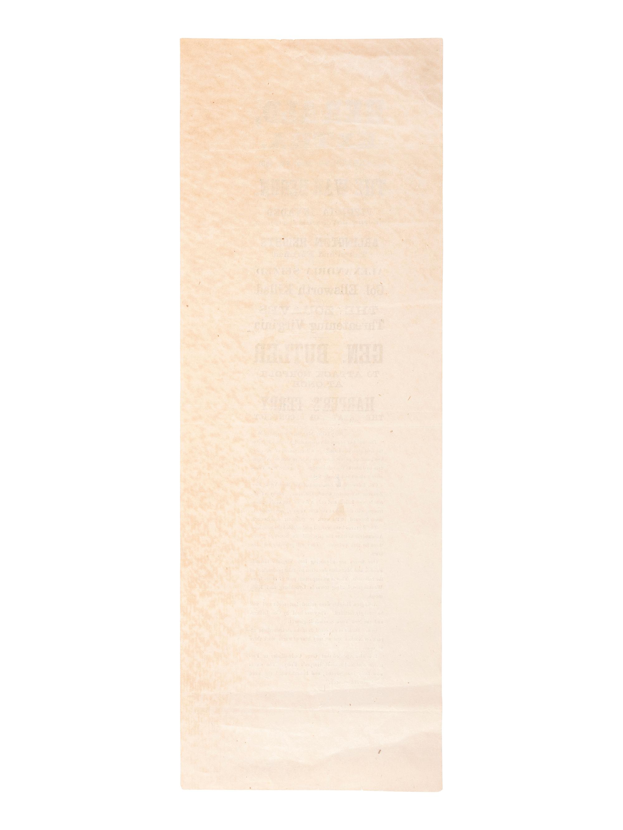 [CIVIL WAR]. The Herald Extra, The War Begun. Virginia Invaded by the Government Troops. Arlington Heights Taken and Fortified. Alexandria Seized. Col. Ellsworth Killed... Newburyport, MA: 24 May 1861.