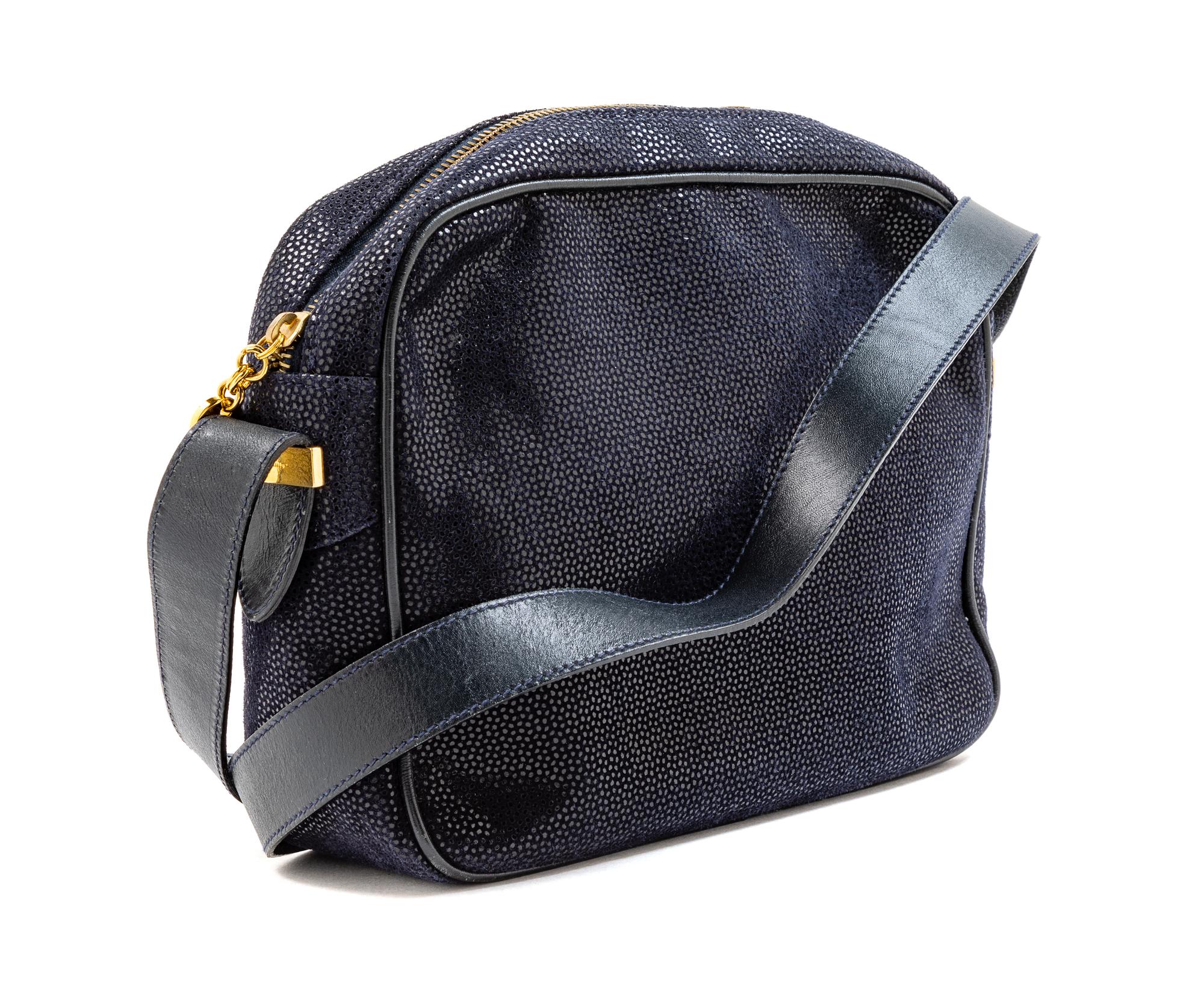 Ferragamo Bag of Dark Blue Leather, 1990-2000s
