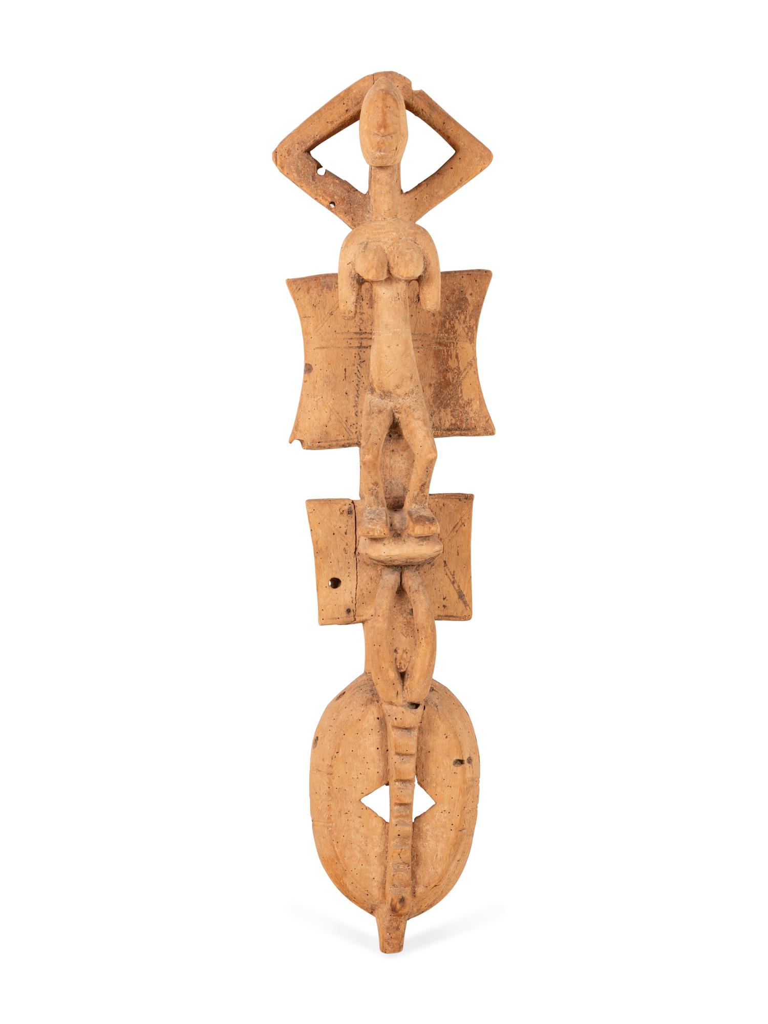 A Mossi Carved Wood Mask with Figures